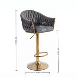 SERENIT GP1863 Modern Velvet Breakfast Bar Stools Swivel Barstools Adjustable Counter Stools with V255-SE-GP1863R-GREY