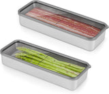 Bacon Container for Refrigerator,2 Pack Holder for Fridge, Deli Meat Box,304SS Airtight Food Storage V1366-AZ2-W-02984