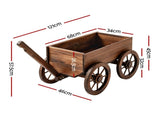 Gardeon Wooden Planter Cart Garden Decor Plant Stand Fir Wood Flower Wagon Wheels XL GD-GC-XL-CC