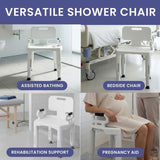 Orthonica Premium Adjustable Shower Chair with Armrests 158kg Capacity SHC-MAS-073-WH