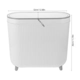 White Plastic Trash Can, Slim, Space-Saving, Lidded, Silent Operation, for Home V1369-AZ3-W-22811