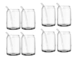 Drinking Glass Cups Set Reusable Straw Can Shaped Transparent Glass Coffee Cups with Lid for Home V1294-YM0901-3118240153511