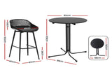Gardeon 3PC Outdoor Bar Set Stools Dining Chairs Table Patio Furniture Bistro Set Black ODF-BARSET-3PP-BK