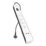Belkin SurgePlus 4-Outlet 2-Meter Surge Protection Strip With Two Amp USB Charging Ports V1202-V2-MPAB2-4AUSB4OSPS