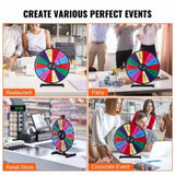 24 inch Spinning Prize Wheel, 14 Slots Tabletop Spinner, Heavy Duty Roulette Wheel with a Dry Erase V952-CJZLJP24YCGD8WSCVV0