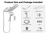 Cefito High-Pressure Rain Shower Head with Handheld, Gear-Lock Anti-Sag Arm for Family Spa, 12" SHOWER-B2-SQRO-10-SI