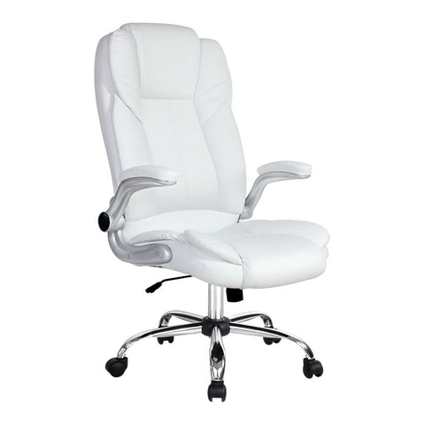 Artiss Executive Office Chair Leather Tilt White OCHAIR-G-9314-WH