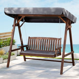 Gardeon Wooden Swing Chair Garden Bench Canopy 3 Seater Outdoor Furniture ODF-GSC-W3S-CC-ABC