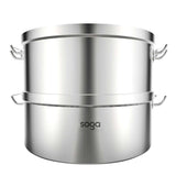 SOGA Food Steamer 32cm Commercial 304 Top Grade Stainless Steel 2 Tiers STEAMERSS2781A32CM