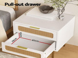 Artiss 2x Rattan Bedside Table 2 Drawers White FUR-U-BS-03-RAT-WHX2
