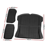 3PCS Car Rear Front Cargo Trunk Toolbox Luggage Rubber Mats for Tesla Model 3 2021-2022 RUBBER-MAT-TESLA-MODEL3-RFT