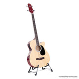 Karrera 4 String Acoustic Bass Guitar Electric Pickup 5 Band Equaliser Natural ACG43-NAT