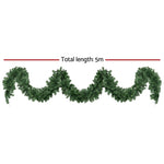 Jingle Jollys 5M Christmas Garland LED Lights Party Xmas Decorations 380 TIPS XM-TR-GAR-5M-LED