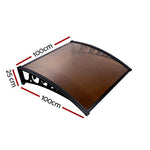 Instahut Window Door Awning 1mx1m Brown AWN-PC6-1X1-BR