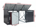 Giantz Bin Shed Triple Wheelie Waste Bins Storage Steel Garden Enclosure Grey SHED-3BIN-STEEL-BK-AB