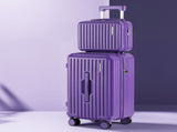 Wanderlite 2pcs Trunk Luggage Suitcase Travel Carry On TSA Lock 12" 20" Purple LUG-ABS-TRUK-12-20-PR