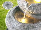 Gardeon Solar Fountain Water Feature Bird Bath Garden LED Light 80CM Grey FOUNT-BALL-3LVL-80-GY