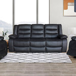 3 Seater Recliner Sofa In Faux Leather Lounge Couch in Black V43-REC-FAN3RBL