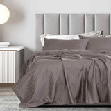 Royal Comfort 1200 Thread count Damask Stripe Cotton Blend sheet sets King Pewter ABM-233343