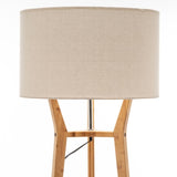 168cm Large Bamboo Wooden Tripod Floor Lamp Light Modern Linen Shade w Shelves V563-75140
