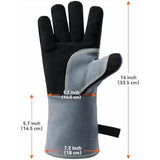 932&degF Heat Resistant Forge Welding 14 Inches Cowhide Leather, Long Sleeve Insulated Grill V1369-AZ3-W-18963