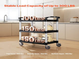 Utility Cart, 300 lbs Load Capacity, 3-tier Utility Plastic Cart with 360&deg Swivel Wheels V952-SXSYTCZHHS3C7ALPWV0