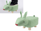 Cartoon Animal Shaped Stool Kid Home Living Room Cute Wooden Footstool for Playroom Courtyard Green V1294-YM0703-3116230000411
