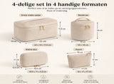 4 Pack Corduroy Cosmetic Bag Set for Women, Portable Travel Toiletry Makeup Bag with Zipper and V1237-ZY-917-184