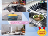 Expandable Kitchen Sink Caddy with Durable ABS and Stainless Steel Construction, Adjustable Length V1341-ZY-6RUXR2PE-GREY3PCS
