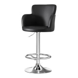 Artiss 1x Leather Bar Stools Swivel Adjustable Gas Lift PU Counter Chairs Black BA-K-7200-BK