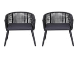 Gardeon 2PC Outdoor Dining Chairs Wicker Chair Patio Furniture Garden Steel Black ODF-ROPE-WD-BK-2X