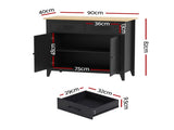Artiss Buffet Sideboard Cabinet Kitchen Storage Cupboard Pantry 2 Drawers Black FUR-Z-SID90-BK-AB