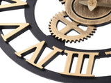 Large 3D Retro Wall Clock 34CM Vintage Wooden Gear Wall Clock Numerals Industrial Style Clocks for V1294-YM0901-3115240034511