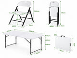 Gardeon 5PCS Outdoor Dining Set 120CM Folding Table and Chairs Patio Furniture White ODF-DIN-120PPCH-5PC-WH