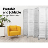 Artiss 8 Panel Room Divider Screen 326x170cm Louver White RD-B-0539-8P-WH