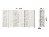 Artiss 6 Panel Room Divider Screen 244x170cm Clover White RD-4016-6P-WH