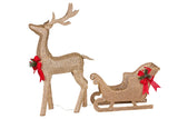 Christabelle Large Christmas Sleigh Reindeer with LED Lights Indoor Outdoor Front Lawn Yard Dec 112_MHA409