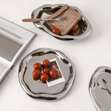 Silver Plated Ceramic Tray Set Minimalist Luxury Decorative Organizer for V1107-CS-DYTCSNP