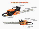 58 cc Gas Chainsaw, 508 mm Gas Powered Chainsaw, 2.0 kW Power Chain Saw with Non-Slip Handle, V952-RQLJ20INCHECJ8F83001V0