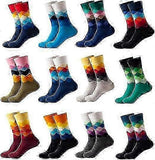 12 Pairs Mens Rhombus Basketball Socks Gradient Pattern Sports Crew Socks V1263-JX-4222