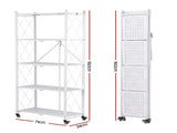 Artiss 5-Tier Foldable Kitchen Bakers Rack 71x160cm Microwave Stand White KR-MEL-5S-FOLD78-WH