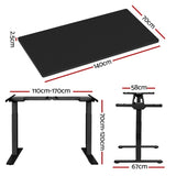 Artiss Standing Desk Motorised Dual Motor Black 140CM HASD-268-BKDF-BKDB-140