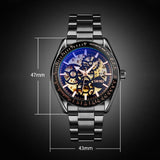 Golden Steel Band Automatic Skeleton Watch For Men PRL-5022335240DBT