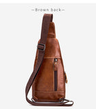 Brown Black Leather Sling Bag Crossbody Bag Chest Bag Travel Bag Quality Leather Bag V1347-127-BLA-20010