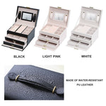 Jewellery Box With Mirror Double Drawers Organizer Storage Lock Case V462-FB-54-03