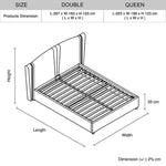 Roman Bed Frame Double Size Black Velvet Fabric with Gas Lift plywood metal structure V43-BED-RMN-DBL