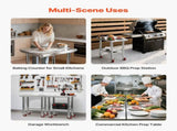 Stainless Steel Table, 61 x 45 cm Food Prep Worktable with Wheels, Kitchen Prep Table with V952-DLGZT2CWDB24K995G001V0