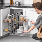 Min 15"W Opening Blind Corner Pull Out Organizer, 2 Tier 4 Shelf Kitchen Cabinet Organizer, Chrome V952-MJSNLDGG2C25YYEKJV0
