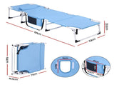 Gardeon Sun Lounger 5 Position Folding Tanning Chair with Face Hole Blue FF-LOUNGE-HOLE-BU