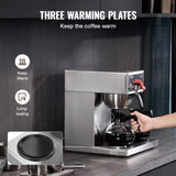12 Cups Commercial Drip Coffee Maker with 3 Glass Carafes and 3 Warmers V952-BLHSYMSKFJ3GO2QWUV3